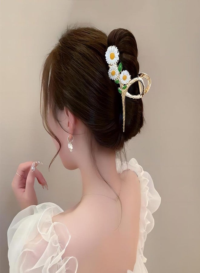 ADULLPONY 3 Pcs Metal Flower Claw Clip Set - Rose, Daisy, and Sunflower Large Hair Clips for Strong Hold on Women's Thick Hair - Image 5